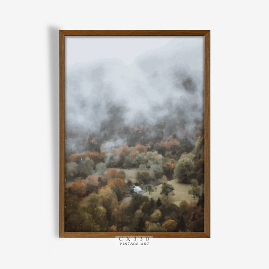 Vintage Wall Art | Pine forest Art | Forest Painting | PRINTABLE Digital | 009