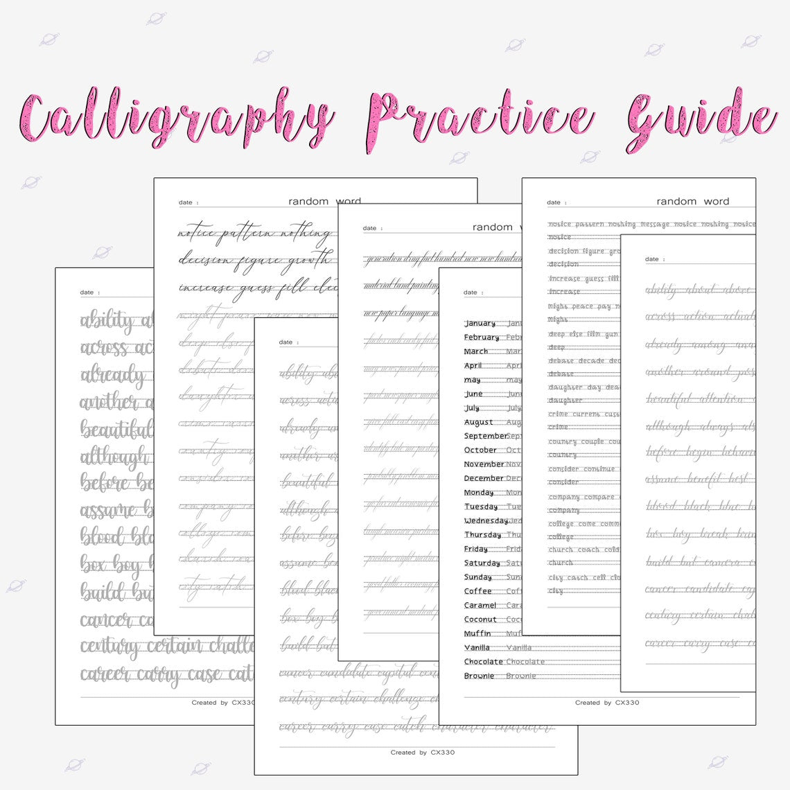 365 page Handlettering Practice Sheets - SALE OFF 95% - 1.2$