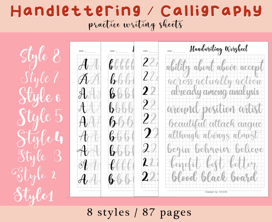 365 page Handlettering Practice Sheets - SALE OFF 95% - 1.2$