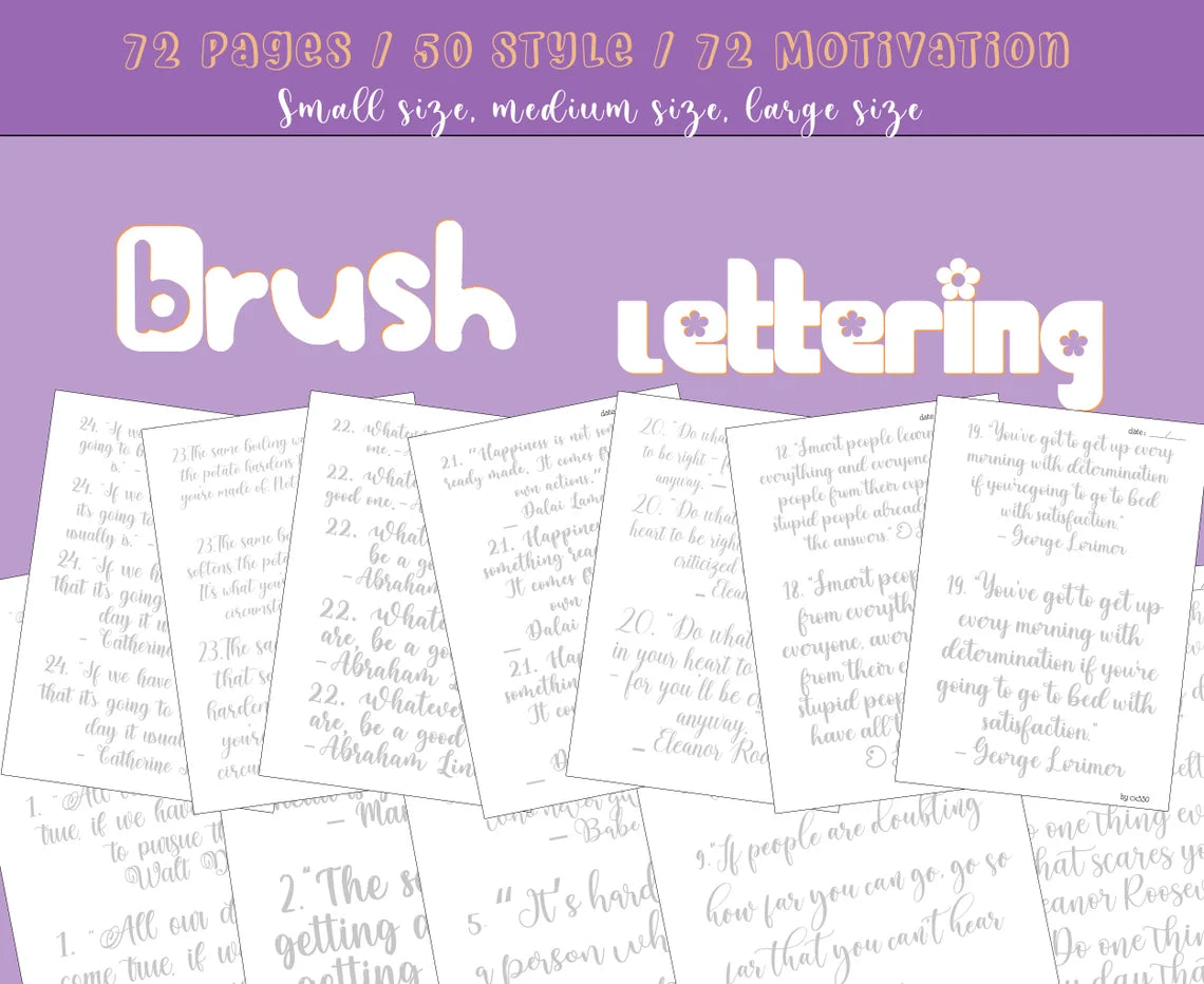 Learn Brush Lettering 50 style Handlettering Practice Sheets